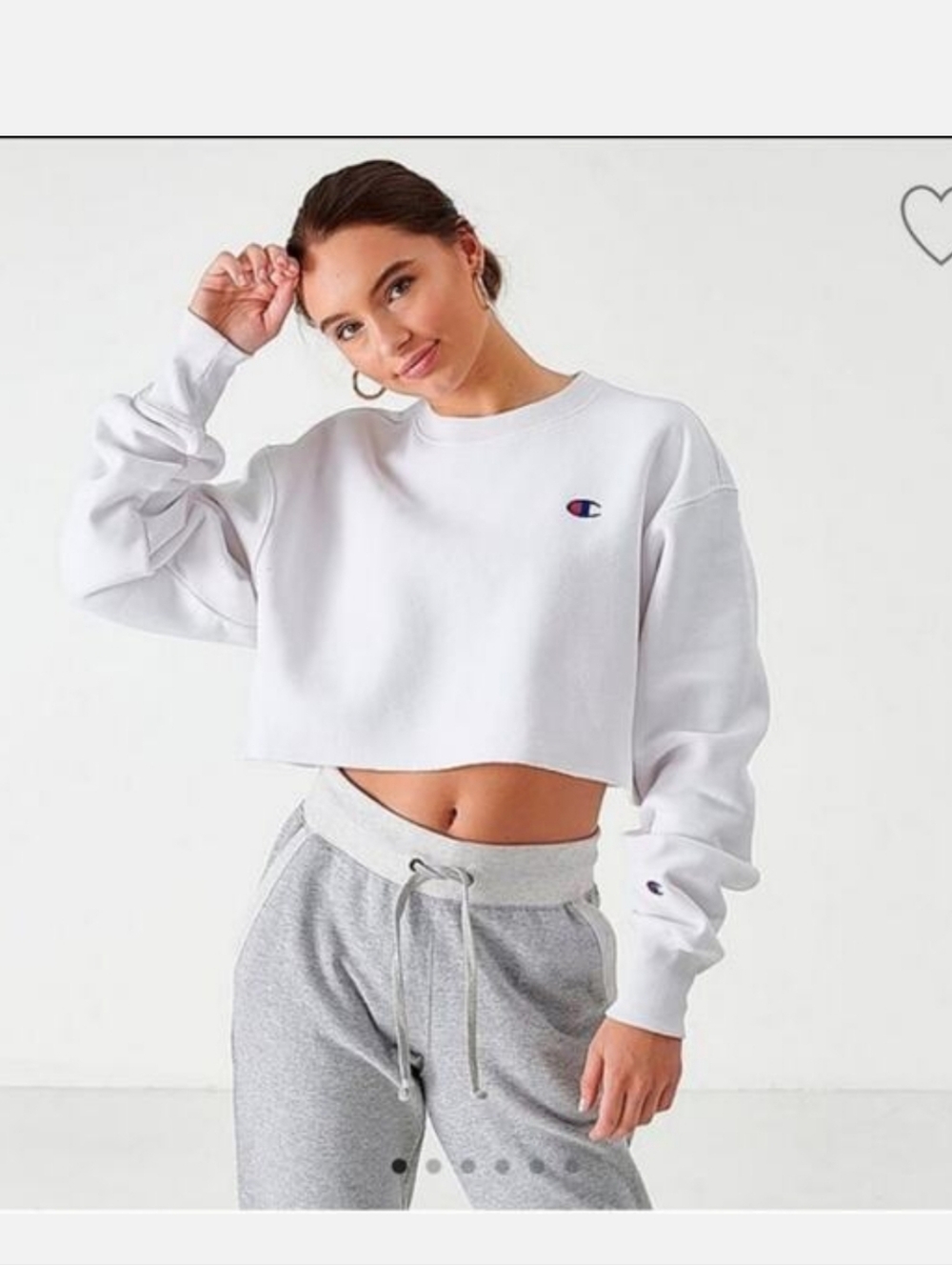Champion Oversized Cropped Raw Edge Reverse Weave women's Crewneck medium